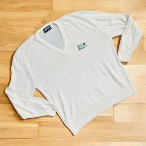 Vintage Mc Briar White Ohio University Sweater V Neck Extra Large XL Dad